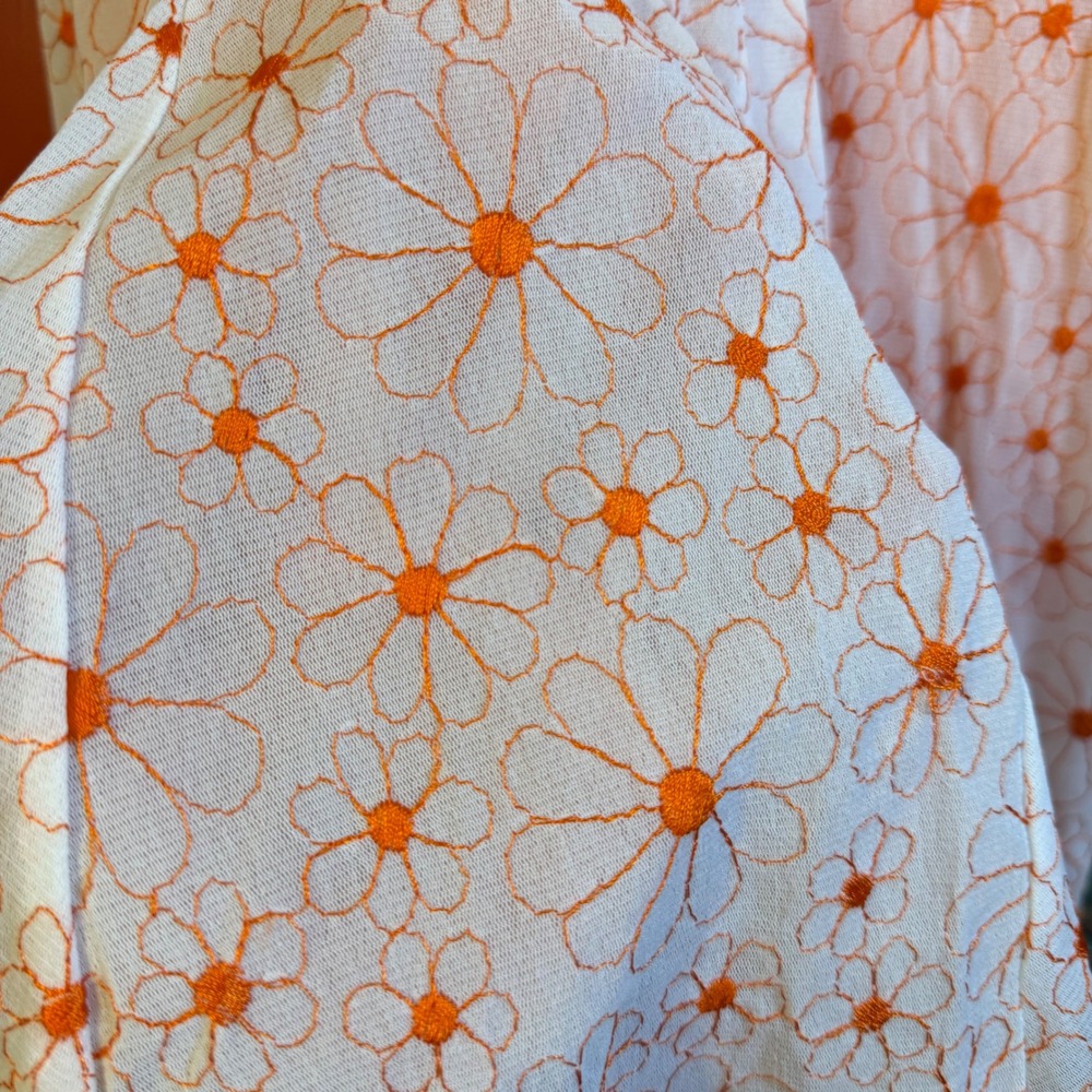 White Orange Floral Embroidered Cutesy Forest Fairy Knee Length Skirt Size M - Picture 6 of 11